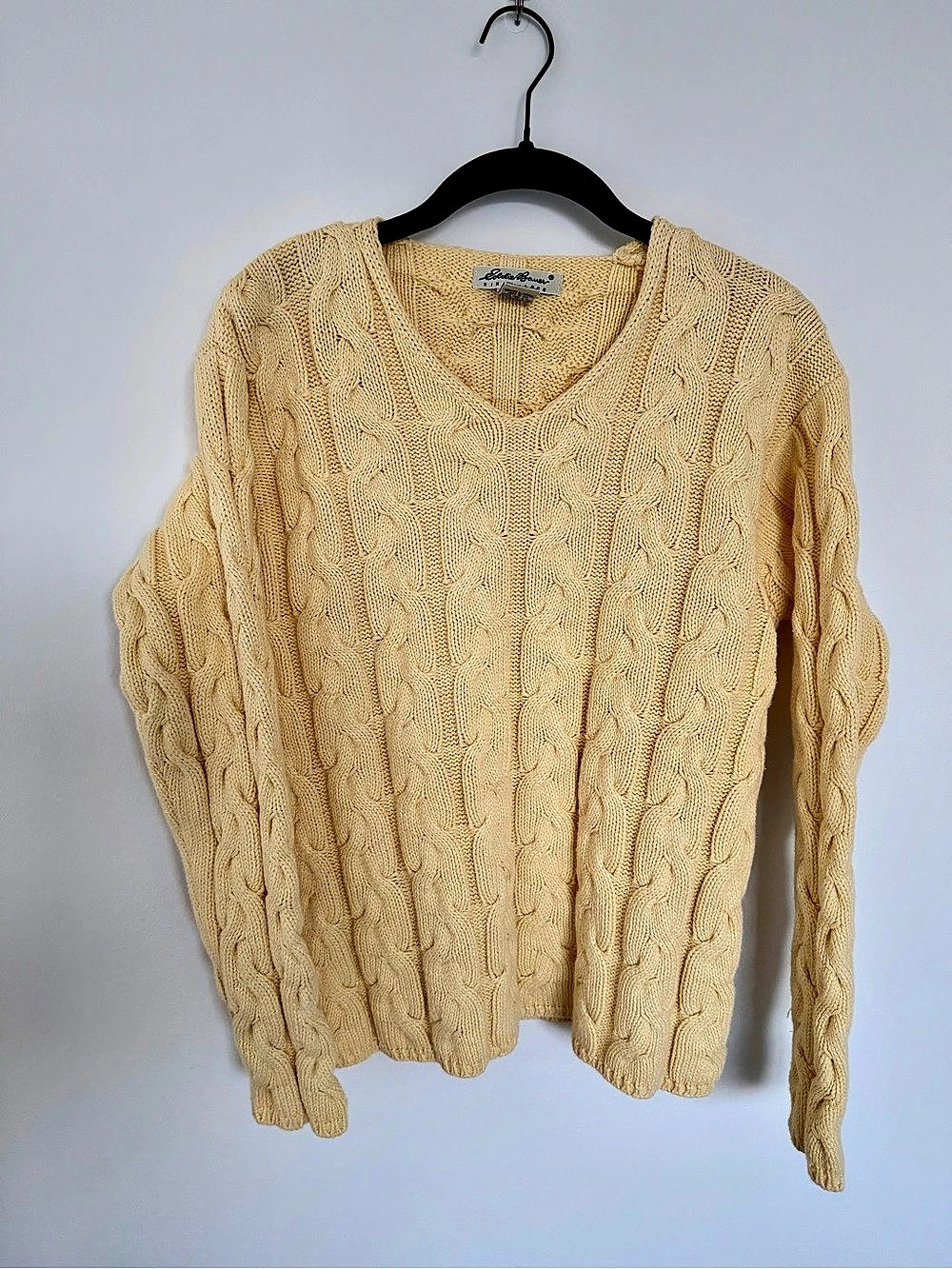 Eddie Bauer Cable Knit Sweater Butter Yellow XS/XP